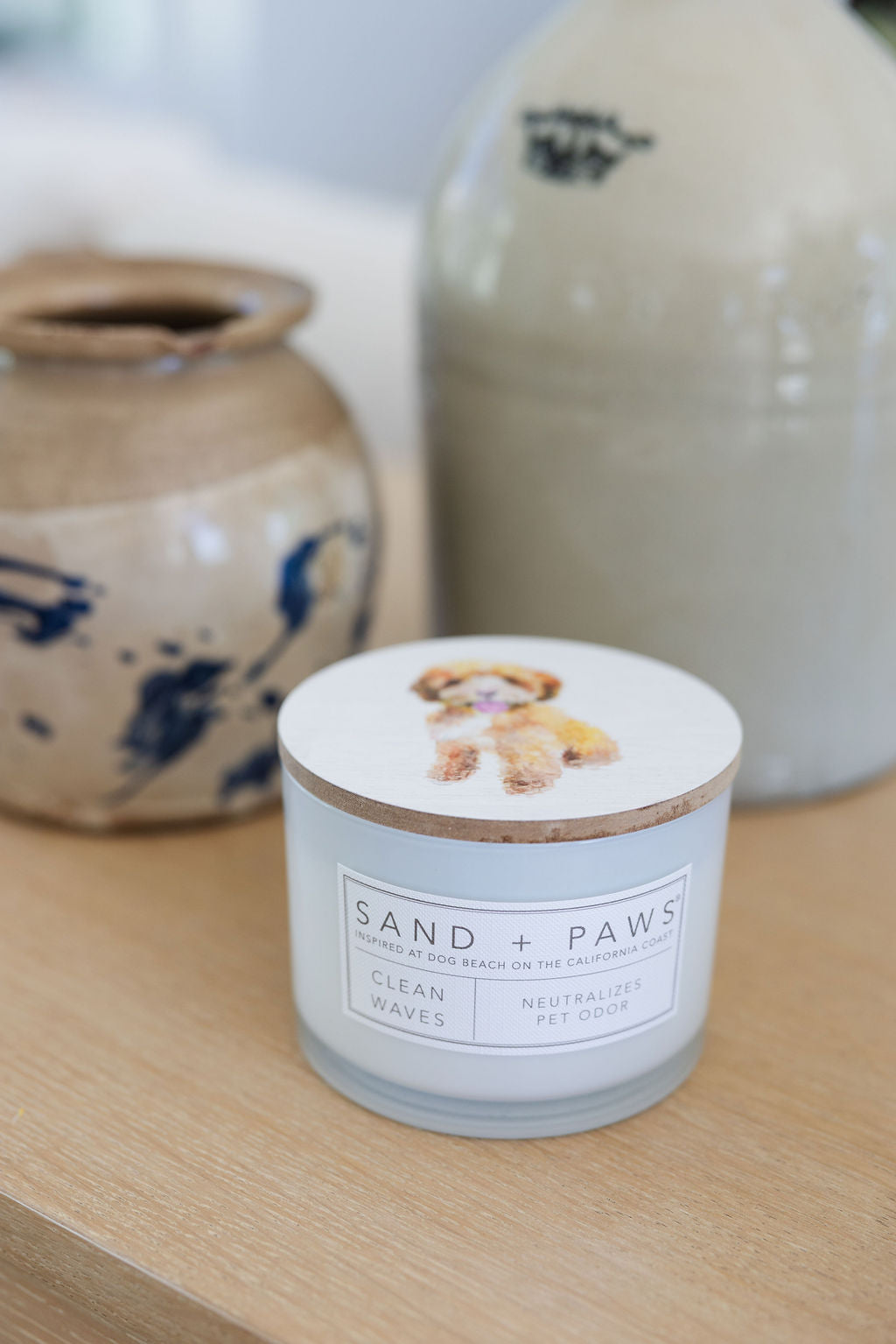Aromatic Sand + Paws Clean Waves 12 oz scented candle